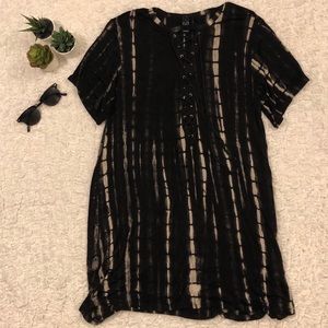 Tie Dye Lace Up T-Shirt Dress